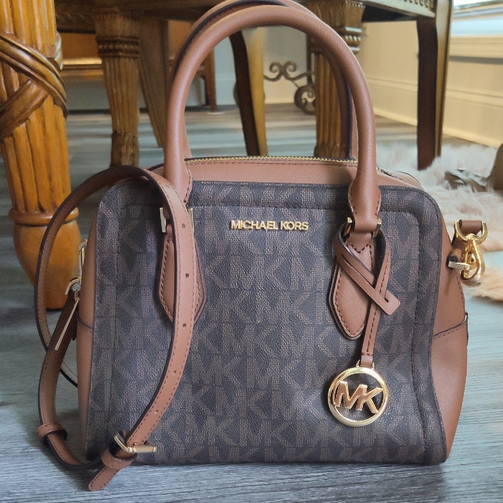 Michael Kors Brown Satchel with Gold Hardware